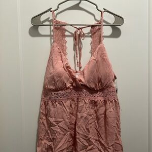 Lace Trim Pink Tank Top